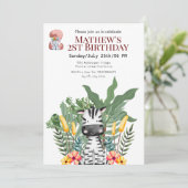 Cute Safari Zebra en olifant 2e verjaardag Kaart (Staand voorkant)