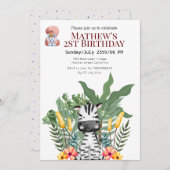 Cute Safari Zebra en olifant 2e verjaardag Kaart (Voorkant / Achterkant)