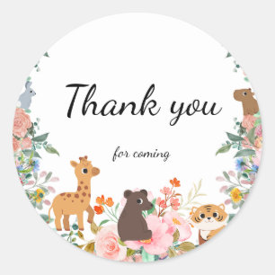 Cute safari zoo animals oerwoud floral ronde sticker