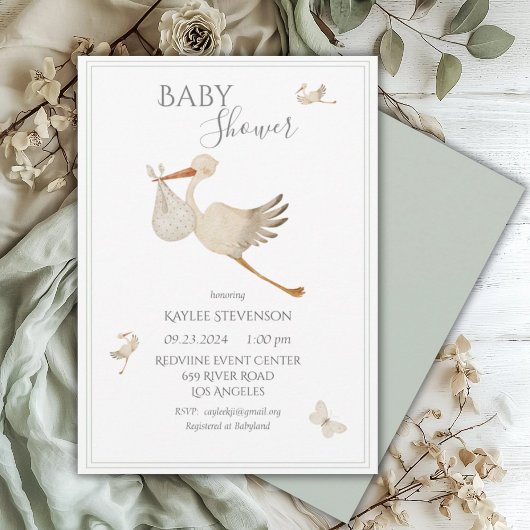 Cute Sage Green Gender Neutral Baby shower Kaart