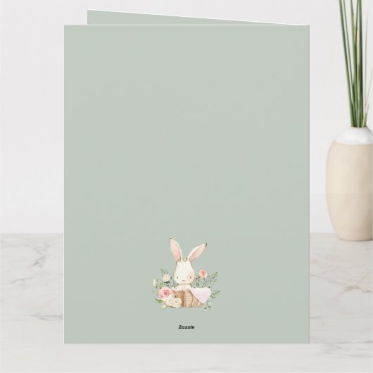Cute Sage Green waterverf Bunny Baby shower Bedankkaart (Achterkant)