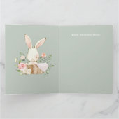 Cute Sage Green waterverf Bunny Baby shower Dank Bedankkaart (Binnen)