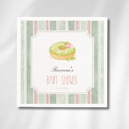 Cute Sage Streep Matcha Donut Voor Meisje Baby Sho Servet
