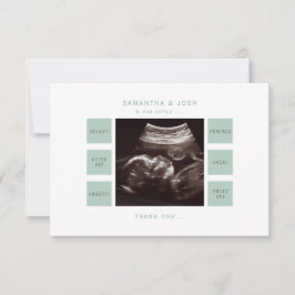 Cute Sage Ultrasound Baby shower Hartelijk dank Bedankkaart