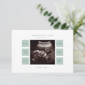 Cute Sage Ultrasound Baby shower Hartelijk dank Bedankkaart (Staand voorkant)