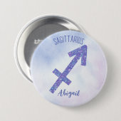 Cute Sagittarius Astrology Sign Custom Paars Ronde Button 7,6 Cm (Voorkant /achterkant)