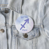 Cute Sagittarius Astrology Sign Custom Paars Ronde Button 7,6 Cm (In situ)