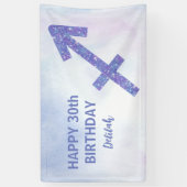 Cute Sagittarius Custom Paars Birthday Party Spandoek (Verticaal)