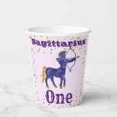 Cute Sagittarius First Birthday & Gold Confetti Papieren Bekers (Achterkant)
