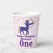 Cute Sagittarius First Birthday & Gold Confetti Papieren Bekers (Voorkant)