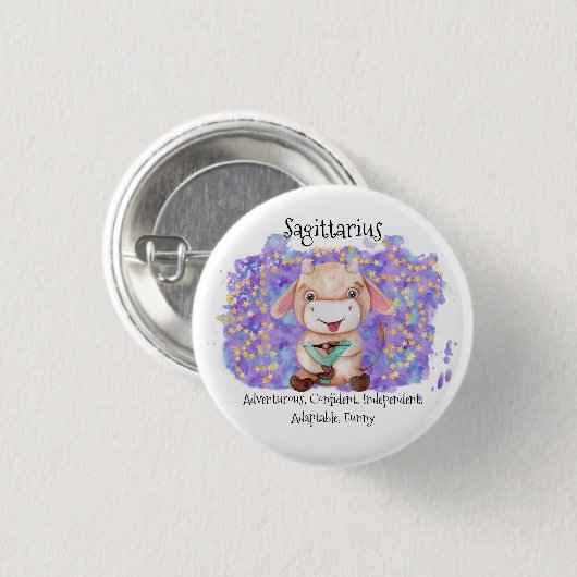 Cute Sagittarius Waterverf Bull Zodiac Ronde Button 3,2 Cm (Voorkant /achterkant)
