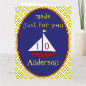 Cute Sailboat Age Specific large Birthday Kaart (Achterkant)