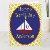 Cute Sailboat Age Specific large Birthday Kaart (Voorkant)