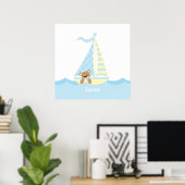 Cute Sailboat Beer Nursery Wall Art Poster (Thuiskantoor)