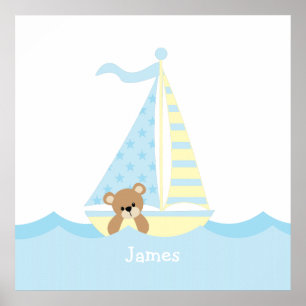 Cute Sailboat Beer Nursery Wall Art Poster