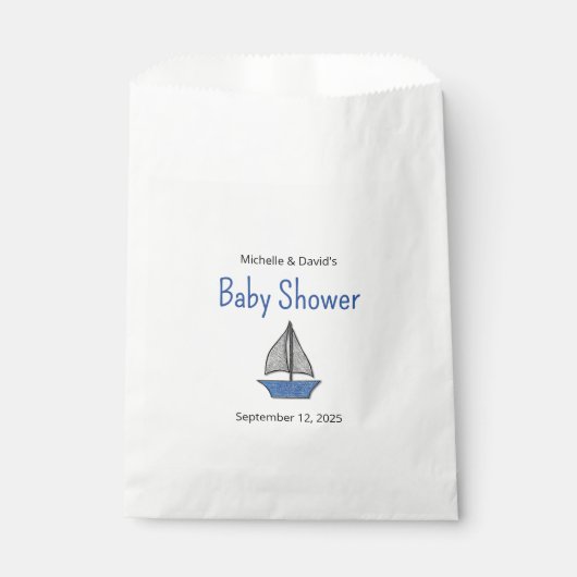Cute Sailboat Nautical Baby Boy Couples Shower Bedankzakje (Voorkant)