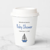 Cute Sailboat Nautical Baby Boy Couples Shower Papieren Bekers (Voorkant)
