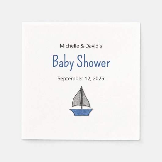 Cute Sailboat Nautical Baby Boy Couples Shower Servet (Voorkant)