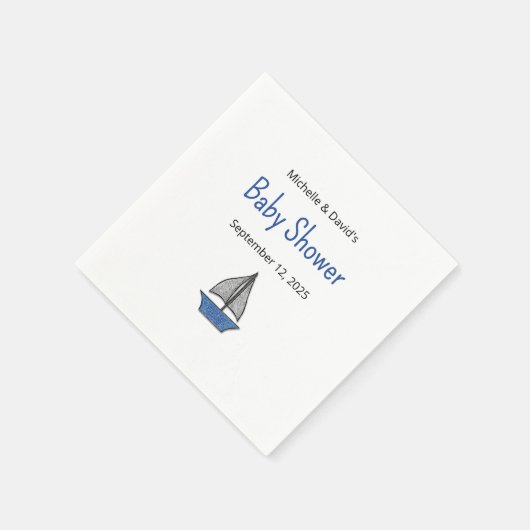 Cute Sailboat Nautical Baby Boy Couples Shower Servet (Hoek)