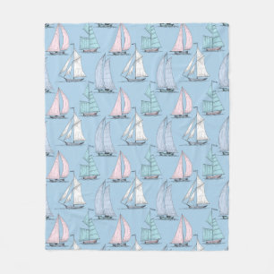 Cute Sailboat Pattern 1 2 Fleece Deken