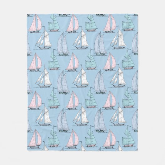 Cute Sailboat Pattern 1 2 Fleece Deken (Voorkant)