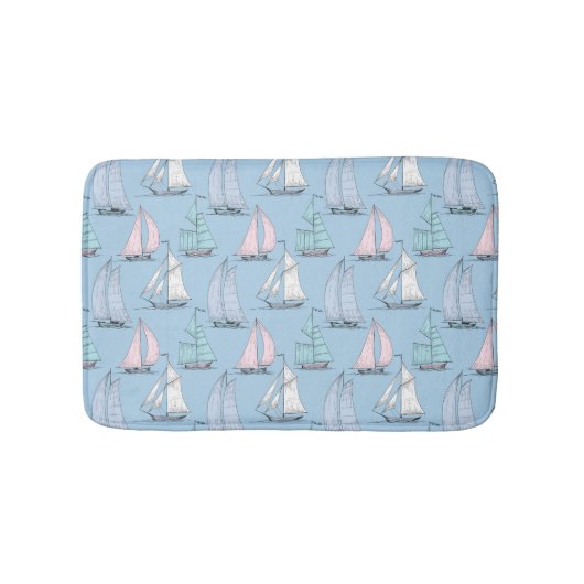 Cute Sailboat Pattern 1 Badmat (Voorkant)