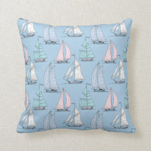 Cute Sailboat Pattern 1 Kussen