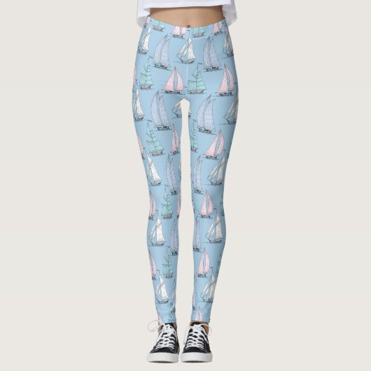 Cute Sailboat Pattern 1 Leggings (Voorkant)