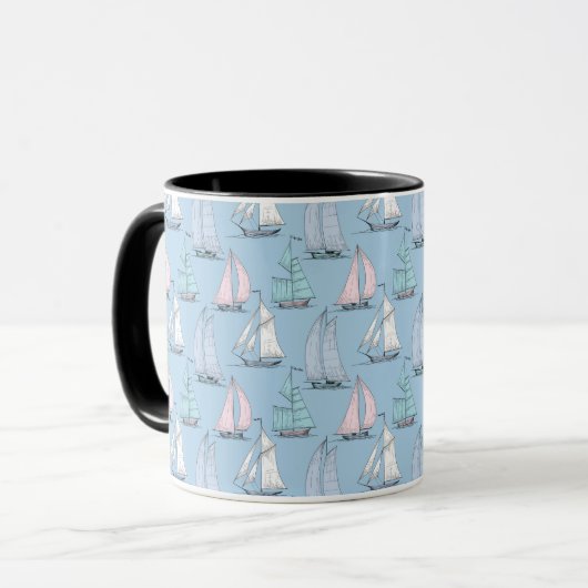 Cute Sailboat Pattern 1 Mok (Voorkant links)