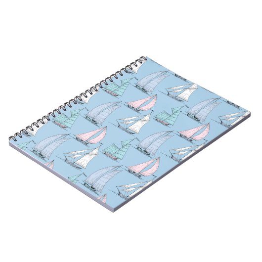 Cute Sailboat Pattern 1 Notitieboek (Linkerzijde)
