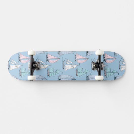 Cute Sailboat Pattern 1 Persoonlijk Skateboard (Horizontaal)