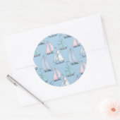 Cute Sailboat Pattern 1 Ronde Sticker (Envelop)