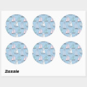 Cute Sailboat Pattern 1 Ronde Sticker (Vel)