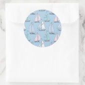 Cute Sailboat Pattern 1 Ronde Sticker (Tas)