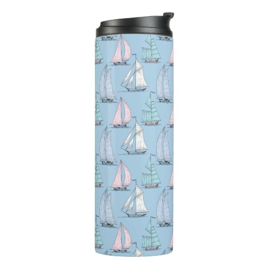 Cute Sailboat Pattern 1 Thermosbeker (Gedraaid links)