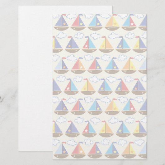 Cute Sailboat Pattern 2 Briefpapier (Voorkant / Achterkant)