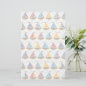 Cute Sailboat Pattern 2 Briefpapier (Staand voorkant)