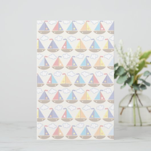 Cute Sailboat Pattern 2 Briefpapier (Staand voorkant)
