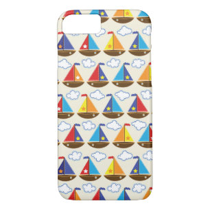 Cute Sailboat Pattern 2 iPhone 8/7 Hoesje