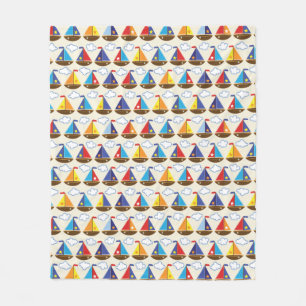Cute Sailboat Pattern 2 Fleece Deken