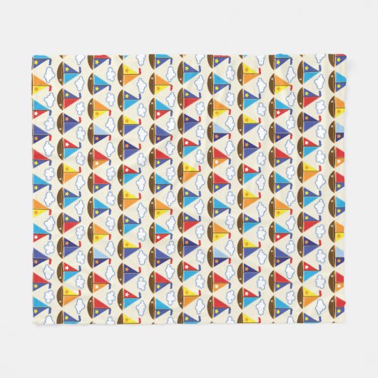 Cute Sailboat Pattern 2 Fleece Deken (Voorkant (Horizontaal))