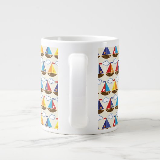 Cute Sailboat Pattern 2 Grote Koffiekop (Achterkant)