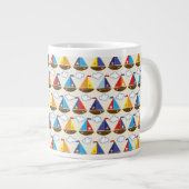 Cute Sailboat Pattern 2 Grote Koffiekop (Voorkant rechts)