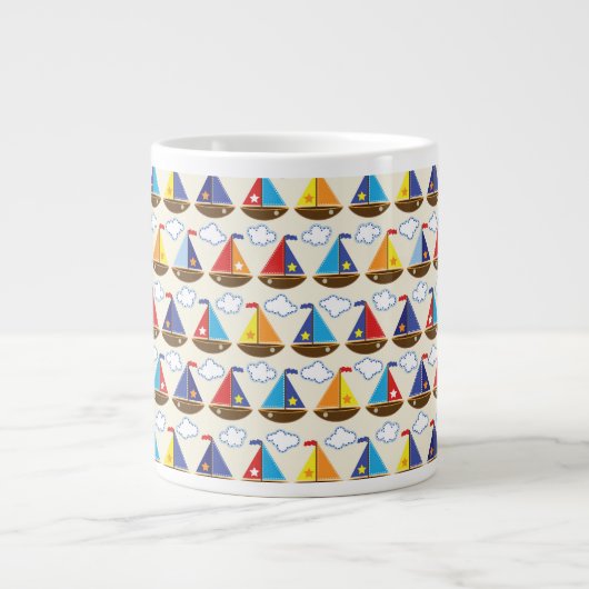 Cute Sailboat Pattern 2 Grote Koffiekop (Voorkant)
