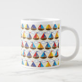Cute Sailboat Pattern 2 Grote Koffiekop (Rechts)