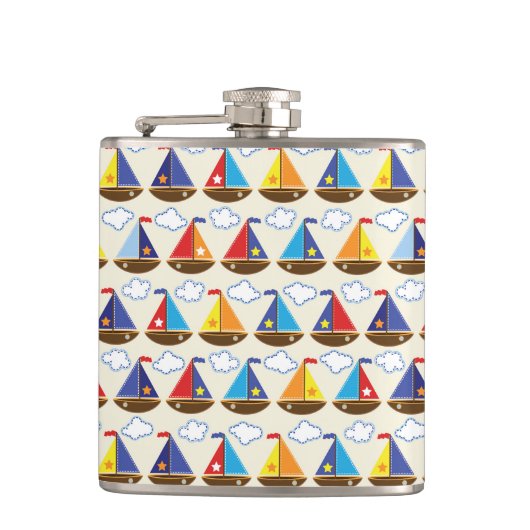 Cute Sailboat Pattern 2 Heupfles (Voorkant)