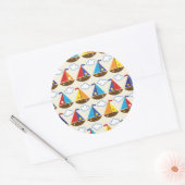 Cute Sailboat Pattern 2 Ronde Sticker (Envelop)