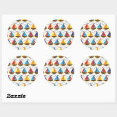 Cute Sailboat Pattern 2 Ronde Sticker (Vel)