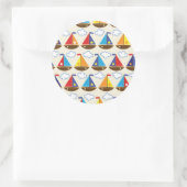 Cute Sailboat Pattern 2 Ronde Sticker (Tas)