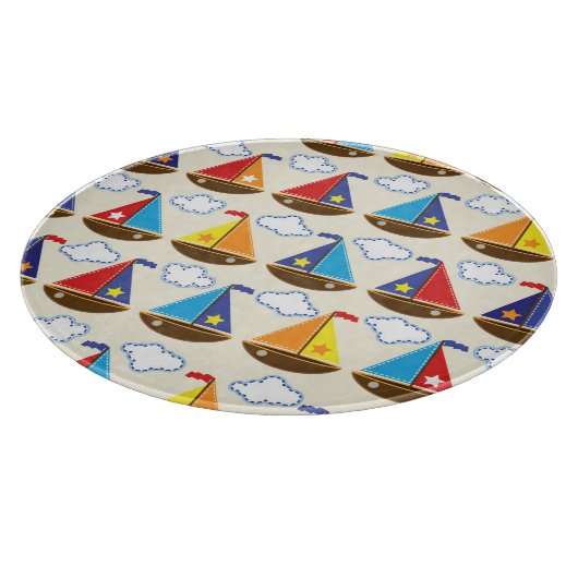 Cute Sailboat Pattern 2 Snijplank (Hoek)